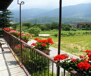 A balcony at the Bed and Breakfast